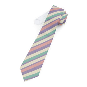 Pastel Stripe Slim Necktie - Satin Keeper Loop - Dipaliz - Neckties