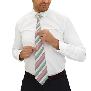 Pastel Stripe Slim Necktie - Keeper Loop Satin - Dipaliz - one Size - Accessories