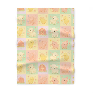 Pastel Farm Animal Baby Blanket – Soft Fleece - Dipaliz - Blankets