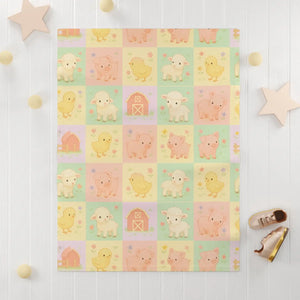 Pastel Farm Animal Baby Blanket – Soft Fleece - Dipaliz - Blankets