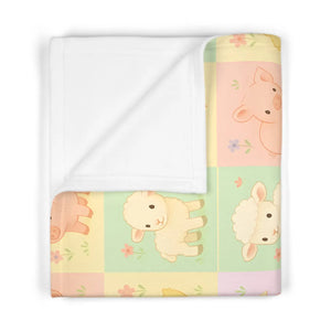 Pastel Farm Animal Baby Blanket – Soft Fleece - Dipaliz - Blankets