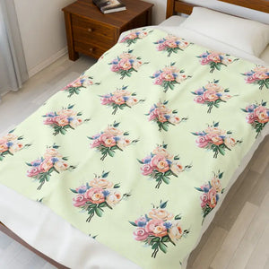 Pastel Floral Bouquet Plush Blanket Soft Velveteen Comfort - Dipaliz - Blankets