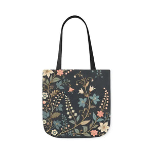 Chic Pastel Floral Canvas Tote - Stylish Everyday Bag - Dipaliz - 18’’ × / Black - Bags
