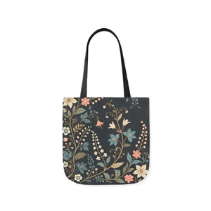 Chic Pastel Floral Canvas Tote - Stylish Everyday Bag - Dipaliz - 16’’ × / Black - Bags