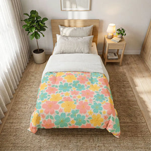 Pastel Floral Cotton Comforter – Oeko-tex - Dipaliz - Quilts & Comforters