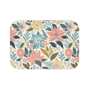 Pastel Floral Bath Mat Anti-slip Backing Safe Stylish - Dipaliz - 24’’ × 17’’ - Mats & Rugs