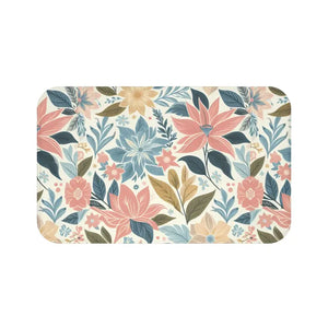 Pastel Floral Bath Mat Anti-slip Backing Safe Stylish - Dipaliz - Mats & Rugs