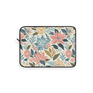 Pastel Floral Pattern Laptop Sleeve - Plush Fleece Interior - Dipaliz - Bags