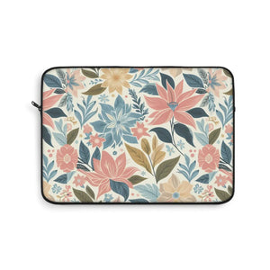 Pastel Floral Pattern Laptop Sleeve - Plush Fleece Interior - Dipaliz - Bags