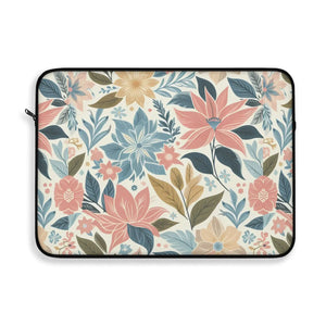 Pastel Floral Pattern Laptop Sleeve - Plush Fleece Interior - Dipaliz - Bags