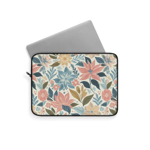 Pastel Floral Pattern Laptop Sleeve - Plush Fleece Interior - Dipaliz - Bags