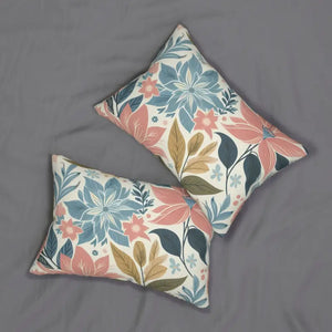 Pastel Floral Lumbar Pillow - Spun Polyester Elegance - Dipaliz - 20’’ × 14’’ - Pillows