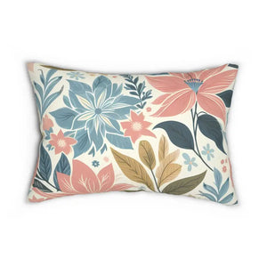 Pastel Floral Lumbar Pillow - Spun Polyester Elegance - Dipaliz - 20’’ × 14’’ - Pillows