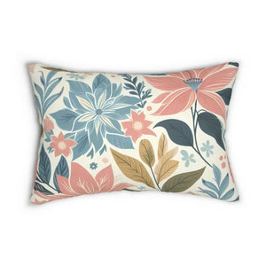 Pastel Floral Lumbar Pillow - Spun Polyester Elegance - Dipaliz - 20’’ × 14’’ - Pillows