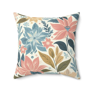 Pastel Floral Pattern – Spun Polyester Square - Dipaliz - Throw Pillows
