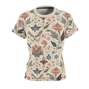 Timeless Pastel Floral Aop T-shirt for Women - Dipaliz - Xs / Black Stitching / 4 Oz. - T-shirts