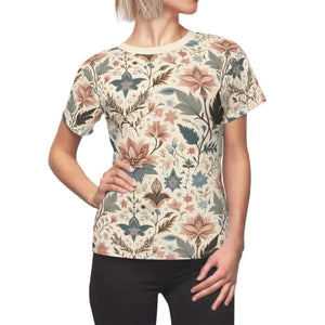 Timeless Pastel Floral Aop T-shirt for Women - Dipaliz - Xs / White Stitching / 4 Oz. - T-shirts