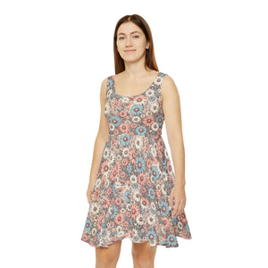 Pastel Floral Skater Dress – Eco Friendly Dipaliz - Dresses - Xs
