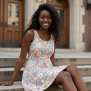 Pastel Floral Skater Dress – Eco Friendly Dipaliz - Dresses - Xs