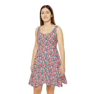 Pastel Floral Skater Dress – Stretchy Fabric - Dipaliz - Dresses - s
