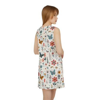 Step out in Style: Pastel Floral Jewel Neck Dress - Dresses