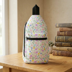 Pastel Floral Sling Bag - Lightweight Crossbody Backpack for Everyday & Travel - Cross Body Bags