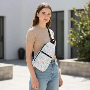 Pastel Floral Sling Bag - Lightweight Crossbody Backpack for Everyday & Travel - Cross Body Bags