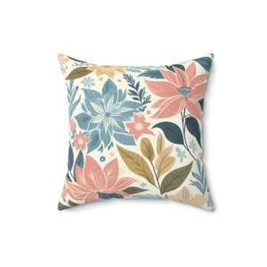 Pastel Floral Pattern Spun Polyester Square Pillow - Dipaliz - Throw Pillows