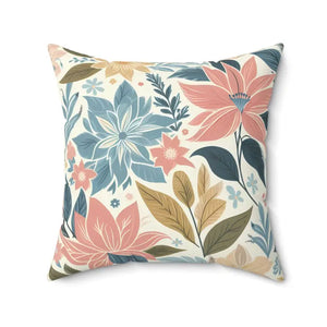 Pastel Floral Pattern Spun Polyester Square Pillow - Dipaliz - Throw Pillows
