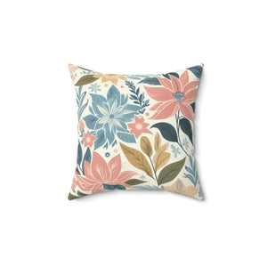 Pastel Floral Pattern Spun Polyester Square Pillow - Dipaliz - 14’’ × - Throw Pillows
