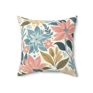 Pastel Floral Pattern Spun Polyester Square Pillow - Dipaliz - 18’’ × - Throw Pillows