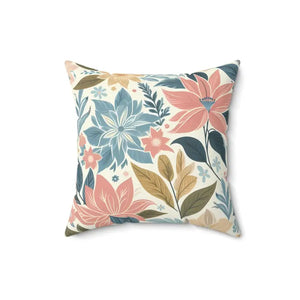 Pastel Floral Pattern Spun Polyester Square Pillow - Dipaliz - 16’’ × - Throw Pillows