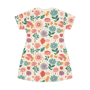 Sustainable All-over-print T-shirt – Pastel Flower - Dipaliz - Dresses - Xs