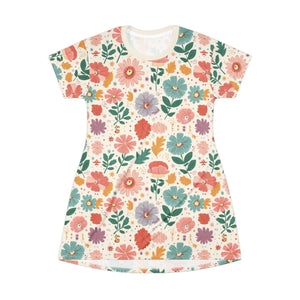 Sustainable All-over-print T-shirt – Pastel Flower - Dipaliz - Dresses - Xs