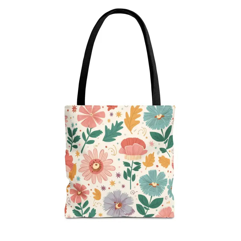 Tote Bag Bliss - Pastel Floral Chic | Dipaliz - 13’’ × / Black - Shopping Totes