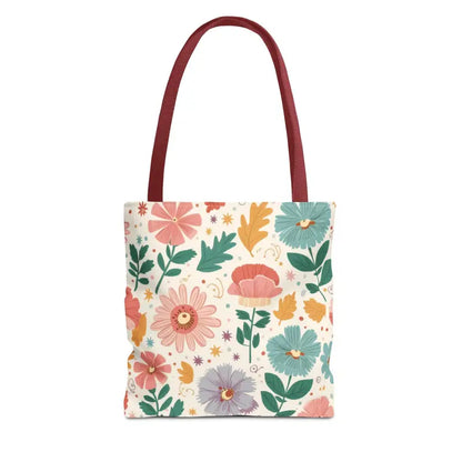 Tote Bag Bliss - Pastel Floral Chic | Dipaliz - 13’’ × / Red - Shopping Totes