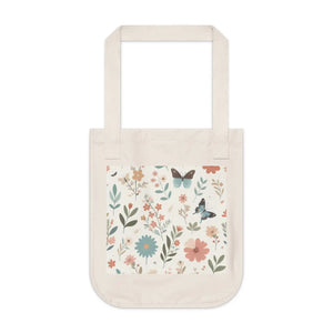 Organic Canvas Tote Pastel Flowers Eco Friendly Style Dipaliz - Bags