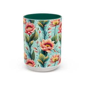 Mug - Colorful Mugs with Pastel Flowers for Modern Lifestyle - Dipaliz 15oz / Green