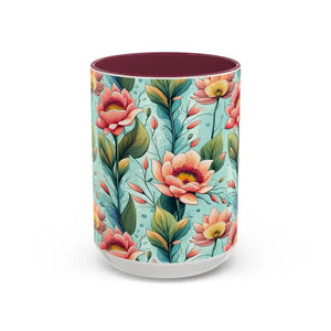 Mug - Colorful Mugs with Pastel Flowers for Modern Lifestyle - Dipaliz 15oz / Maroon