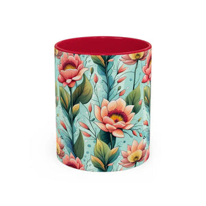 Mug - Colorful Mugs with Pastel Flowers for Modern Lifestyle - Dipaliz 11oz / Red