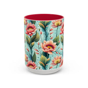 Mug - Colorful Mugs with Pastel Flowers for Modern Lifestyle - Dipaliz 15oz / Red