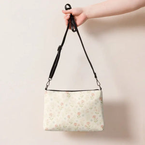 Pastel Flowers Faux Leather Bag Zip-top Crossbody - Dipaliz - Cross Body Bags