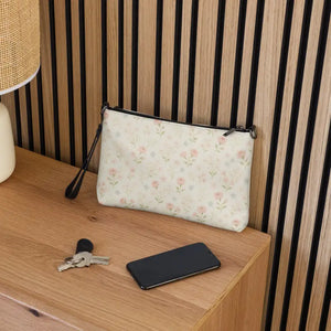 Pastel Flowers Faux Leather Bag Zip-top Crossbody - Dipaliz - Cross Body Bags