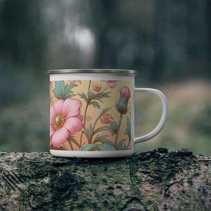 Pastel Flowers Enamel Camping Mug - 12oz Steel - Dipaliz - Mugs