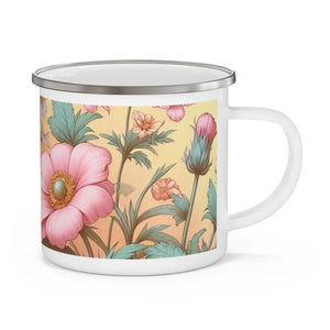 Mug - Enamel Camping Pastel Flowers Design - Dipaliz 12oz