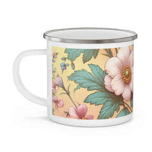 Mug - Enamel Camping Pastel Flowers Design - Dipaliz 12oz