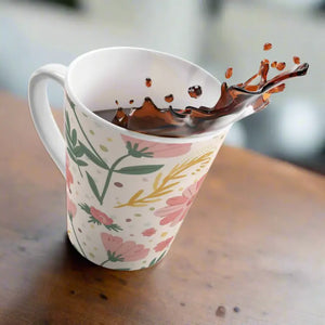 Pastel Flowers Latte Mug - Durable White Ceramic - Dipaliz - 12oz - Mugs