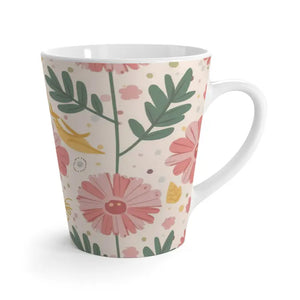 Pastel Flowers Latte Mug - Durable White Ceramic - Dipaliz - 12oz - Mugs