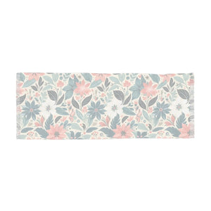 Soft Teal & Pink Botanical Fringe Light Scarf - Scarves Shawls