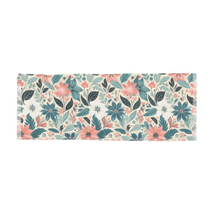 Soft Teal & Pink Botanical Fringe Light Scarf - Scarves Shawls